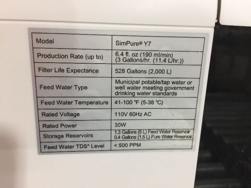 Photo 3 of SimPure Y7 Countertop Water Filtration System, Reverse Osmosis Water Filter Dispenser Purification Technology, Multi-Stage Filter, No Plumbing Installation Required
