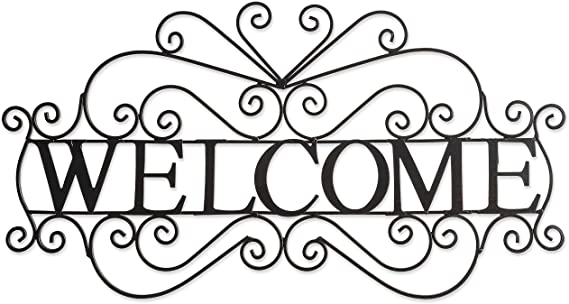 Photo 1 of Besti Metal Welcome Sign (Large) Ornate, Bronze Plaque | Front Door, Porch, Patio, and Entryway Decor | Indoor and Outdoor Hanging Use | House and Home Decoration
