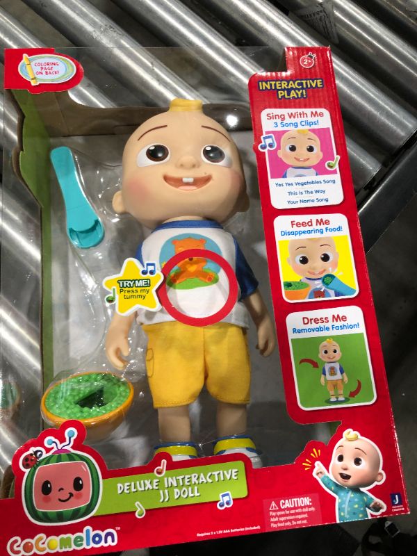 Photo 2 of CoComelon Deluxe Interactive JJ Doll - Includes JJ Shirt Shorts Pair of Shoes Bowl of Peas Spoon - Toys for Preschoolers
