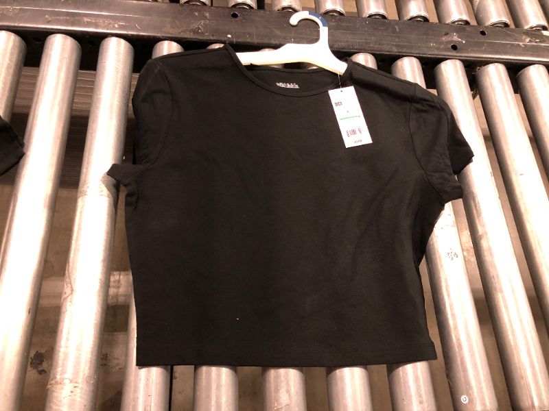 Photo 4 of Short Sleeve Cropped T-Shirt - Wild Fable L Black

