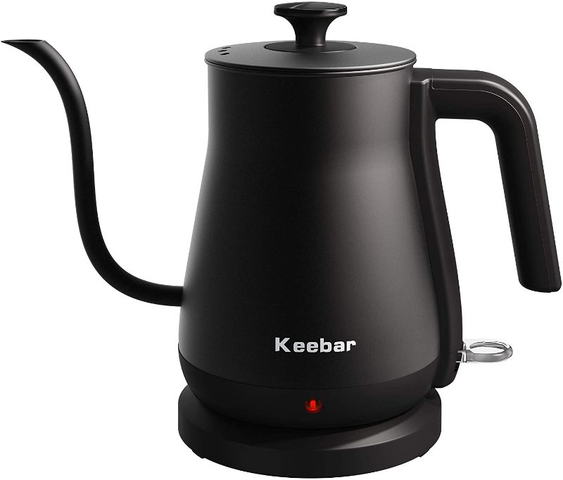 Photo 1 of Electric Kettle, 100% Stainless Steel BPA-Free Pour Over Kettle, Gooseneck Kettle, Electric Teapot with Auto Shut-Off Protection,1000 Watt Quick Heating, Keebar, Black, XH-W081-B
