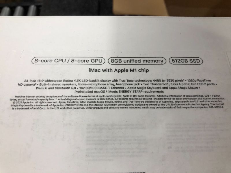 Photo 1 of 2021 Apple iMac (24-inch, Apple M1 chip with 8?core CPU and 8?core GPU, 8GB RAM, 512GB) - Blue
