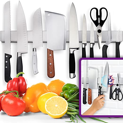 Photo 1 of 24 Inch Heavy-Duty Magnetic Knife Holder (Large Size) – Premium Stainless Steel Magnetic Knife Strip - Professional Space-Saving Knife Rack/Bar With Powerful Magnetic Pull Force (Upgraded Version)
