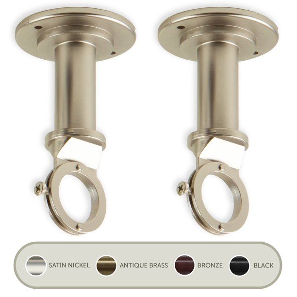 Photo 1 of 1 inch Industrial Pipe Wall/Ceiling Single Bracket (pair) - Satin Nickel
