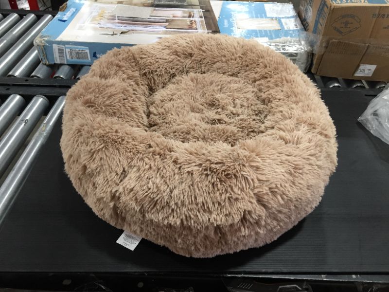 Photo 2 of Bedsure Calming Dog Beds for Small Medium Large Dogs - Round Donut Washable Dog Bed, Anti-Slip Faux Fur Fluffy Donut Cuddler Anxiety Cat Bed, Fits up to 15-100 lbs
