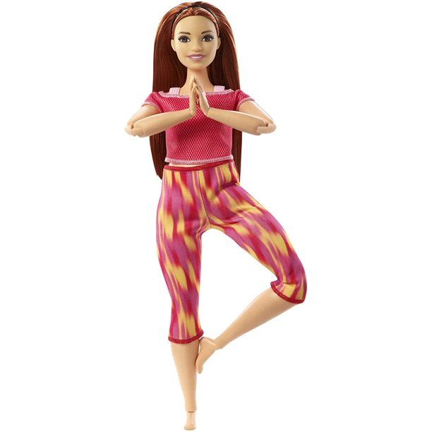 Photo 1 of Barbie Made to Move Doll, Curvy, with 22 Flexible Joints Long Straight Red Hair Wearing Athleisure
