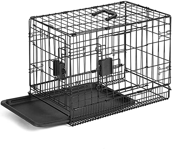 Photo 1 of Amazon Basics Foldable Metal Wire Dog Crate with Tray, Double Door, 22 Inch
