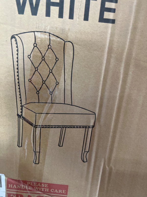 Photo 1 of BTexpert French High Back Tufted Upholstered Dining Chair, Set of 2 Ivory Beige
