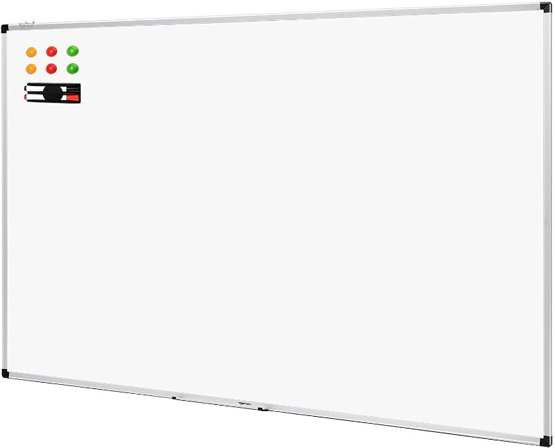 Photo 1 of Amazon Basics Whiteboard Drywipe Magnetic with Pen Tray and Aluminium Trim, 180 cm x 120 cm (WxH)
