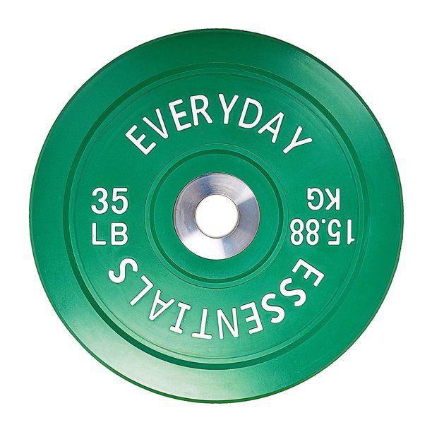 Photo 1 of BalanceFrom Everyday Essentials 35 Pound Olympic Weight Bumper Plate, Greenn PACK OF TWO 
