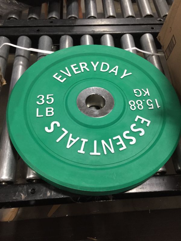 Photo 2 of BalanceFrom Everyday Essentials 35 Pound Olympic Weight Bumper Plate, Greenn PACK OF TWO 
