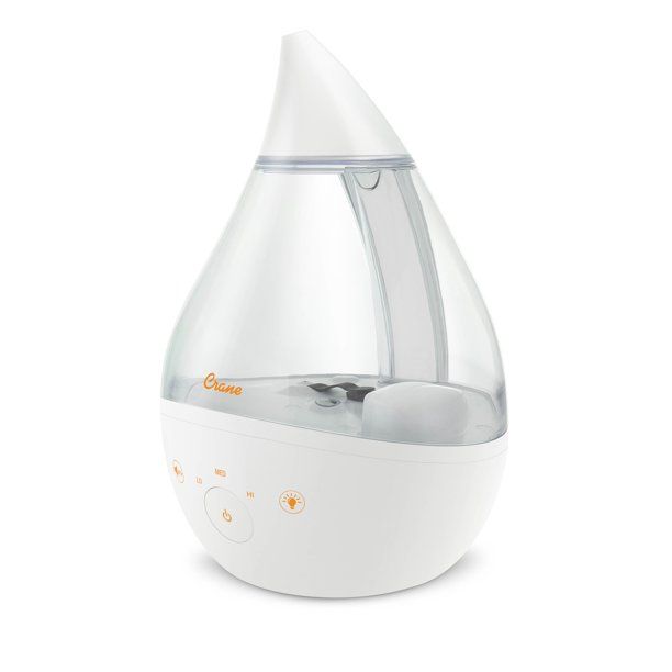 Photo 1 of Crane Top Fill Drop 1 Gallon Ultrasonic Cool Mist Humidifier with Sound Machine and Optional Nightlight - Clear & White
