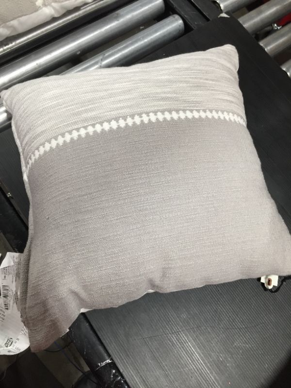 Photo 2 of 18" X 18" Diamond Stripe Color Block Bed Pillow with Zipper /Sour Cream - Hearth & Hand™ with Magnolia

