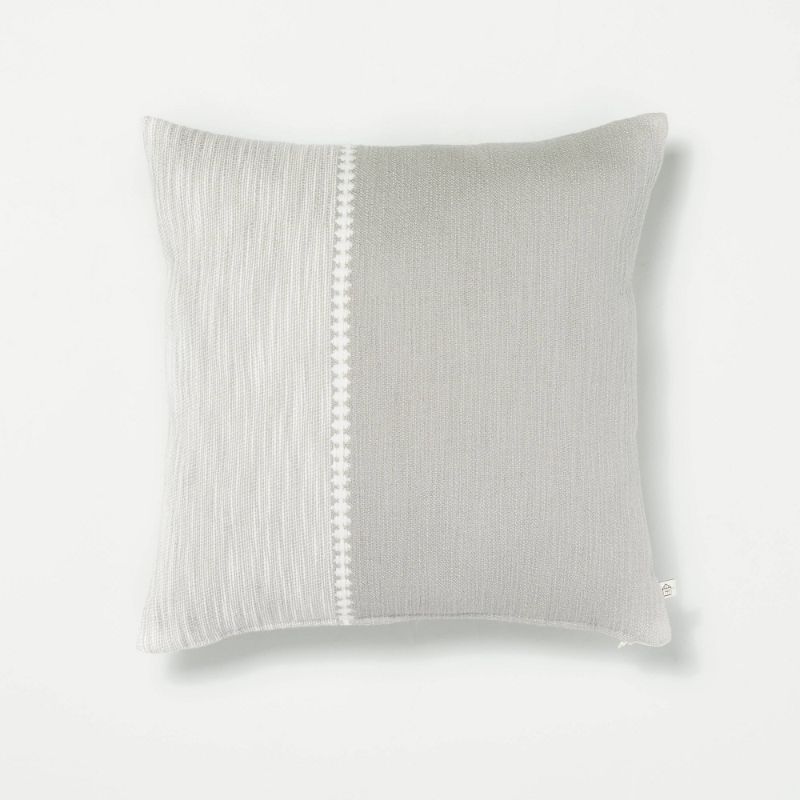 Photo 1 of 18" X 18" Diamond Stripe Color Block Bed Pillow with Zipper /Sour Cream - Hearth & Hand™ with Magnolia

