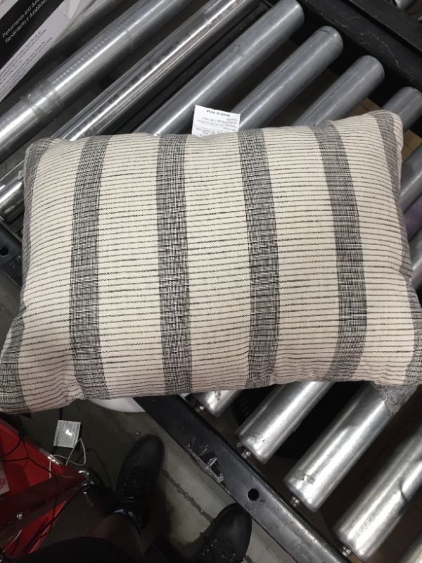 Photo 1 of 14" X 20" Bold Textured Stripe Lumbar Throw Pillow Sour Cream/ - Hearth & Hand™ with Magnolia
