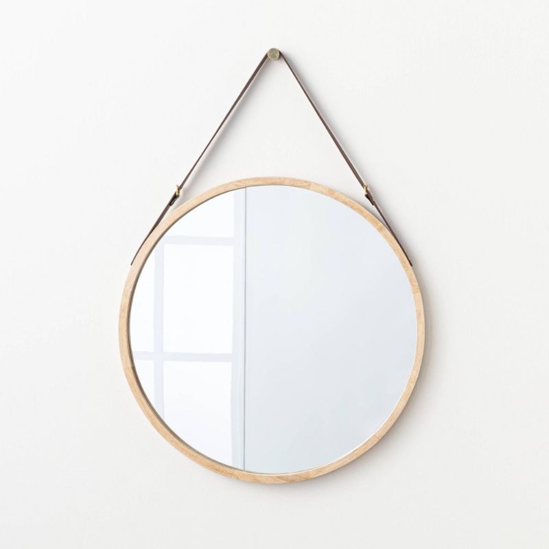 Photo 1 of 26" Wood Mirror with Pleather Strap Hanger - Threshold™ Designed with Studio McGee
