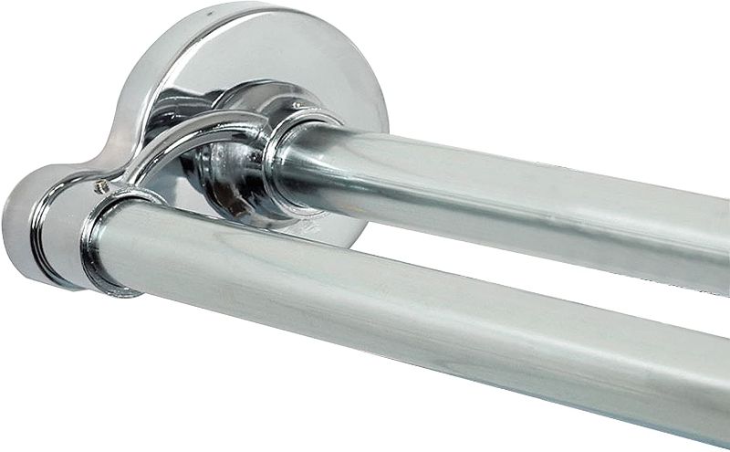 Photo 1 of Zenna Home Rustproof Tool-Free Tension or Permanent Mount Adjustable Double Shower Rod, Chrome
