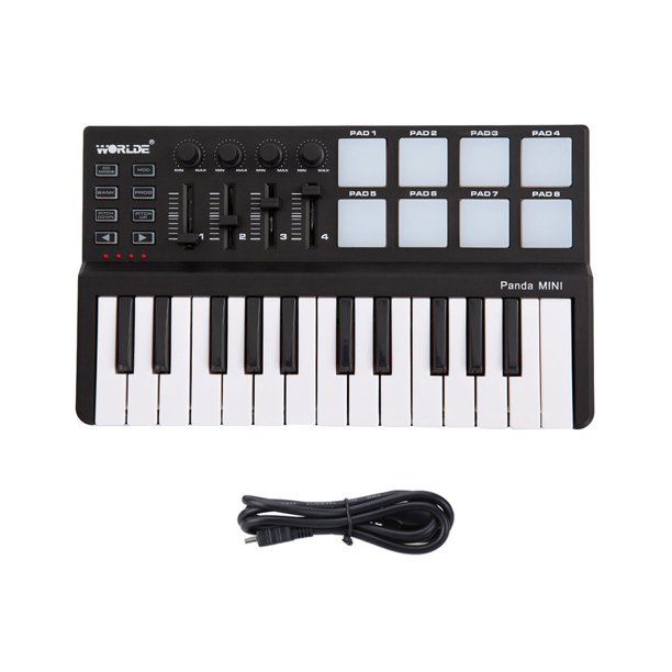 Photo 1 of Worlde Panda Portable MIDI Keyboard Controller Mini 25-Key USB Keyboard 8 Drum Pads 8 Control Buttons
