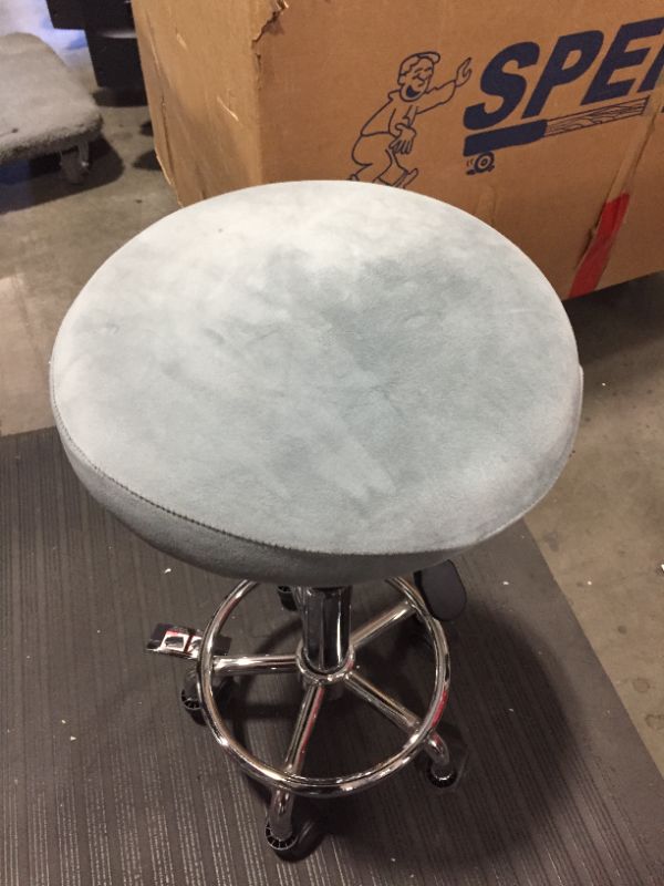 Photo 1 of 25" tall stool with soft grey cover 