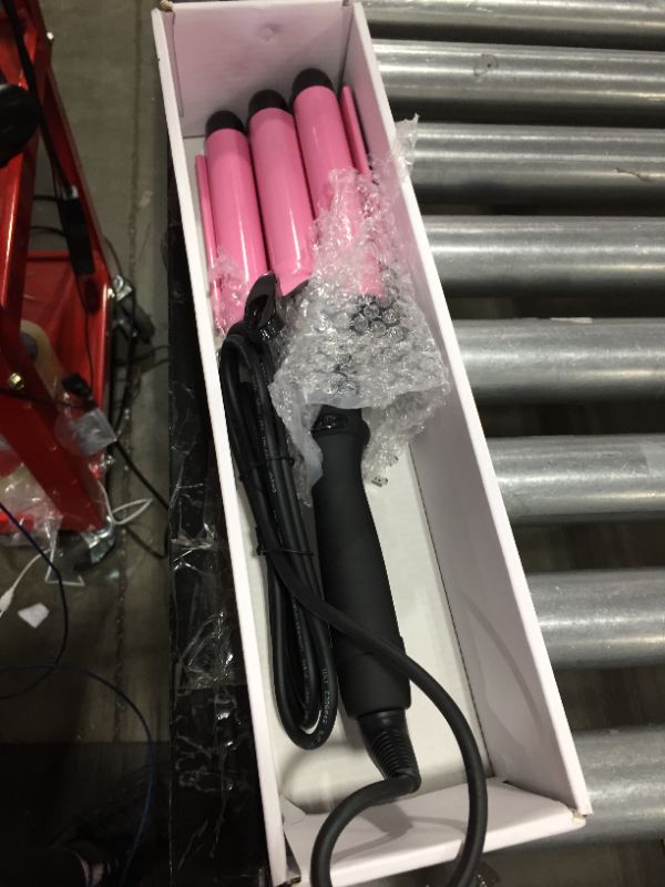 Photo 1 of 3 Barrel Curling Iron with LCD Temperature Display - 1 Inch Ceramic Tourmaline Triple Barrels, Ceramic Hair Crimper Hair Waver Hair Curlers Hair Curling Wand for Deep Waves Suit for All Style
