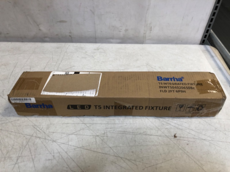 Photo 2 of (Pack of 6) Barrina LED T5 Integrated Single Fixture, 2FT, 6500K (Super Bright White), Utility Shop Light, Ceiling and Under Cabinet Light, ETL Listed, Corded Electric with Built-in ON/Off Switch
