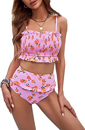 Photo 1 of Aleumdr Womens 2 Pieces Bandeau Bikini Swimsuits Off Shoulder High Waist Bathing Suit S
