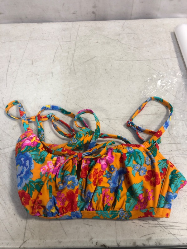 Photo 2 of Juniors' Tunneled Tie-Front Bralette Bikini Top SIZE D/DD