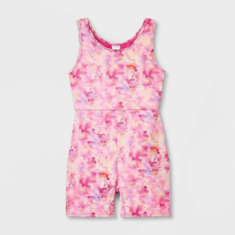 Photo 1 of Girls' Gymnastics Floral Spray Sleeveless Biketard - Cat & Jack™ -- XL 14/16
