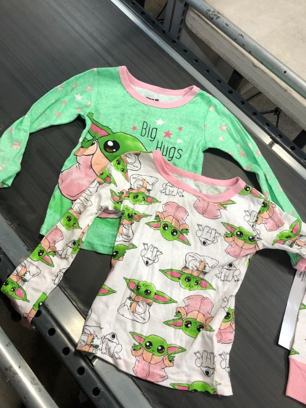 Photo 2 of Girls' Star Wars: The Mandalorian Grogu 4pc Snug Fit Long Sleeve Pajama Set - GrEEN/PINK SIZE 6
