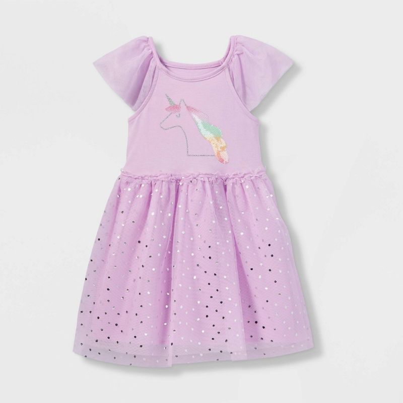 Photo 1 of Toddler Girls' Sparkle Unicorn Short Sleeve Tutu Dress - Cat & Jack™ Light -- 12M
