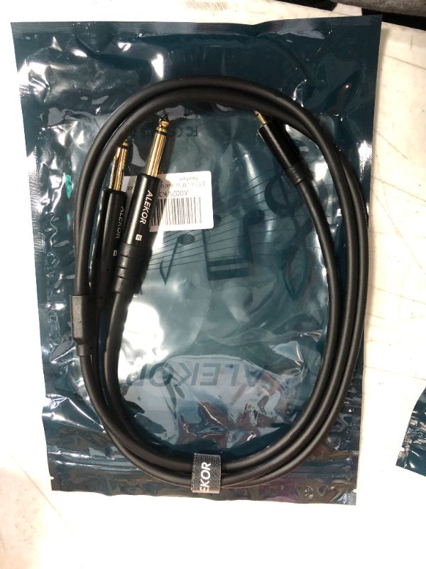 Photo 2 of ALEKOR Dual 1/4 to 3.5mm Stereo Breakout Cable - 1/8 Stereo to Dual 1/4 Mono Cable - 3 Feet
