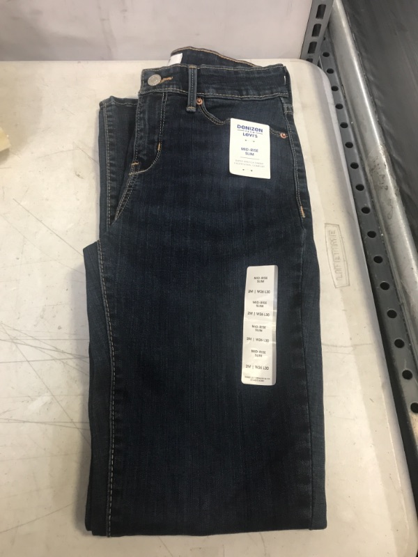 Photo 2 of DENIZEN from Levi's Women's Mid-Rise Modern Slim Jeans - Dark Blue 
SIZE 2 W26 L30
