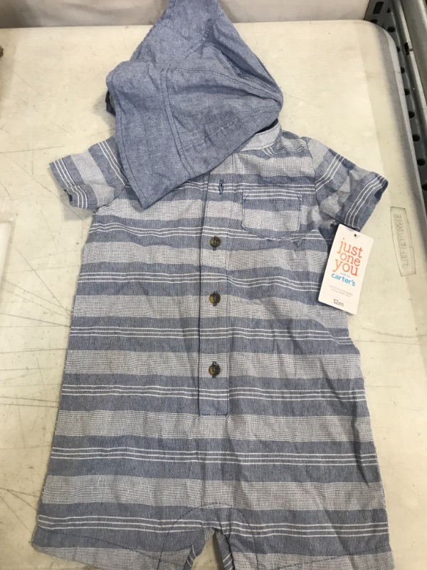 Photo 2 of Baby Boys' Striped Romper with Hat - Just One You® Made by Carter's
12M