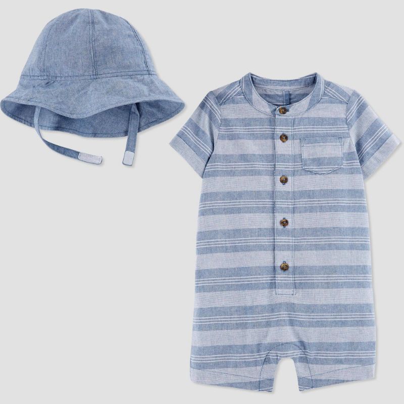 Photo 1 of Baby Boys' Striped Romper with Hat - Just One You® Made by Carter's
12M