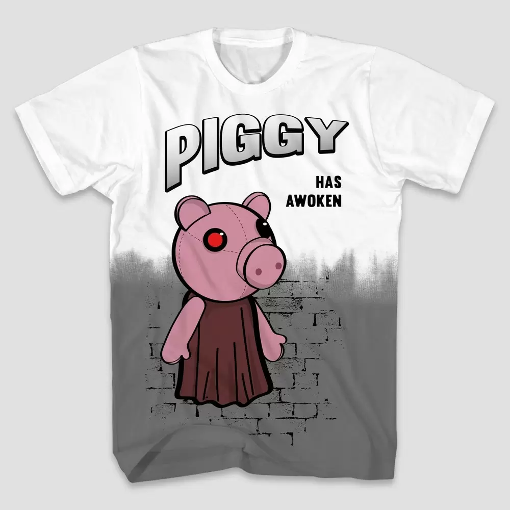 Photo 1 of Boys' Piggy Gamer Short Sleeve Graphic T-Shirt - White/Gray LARGE
