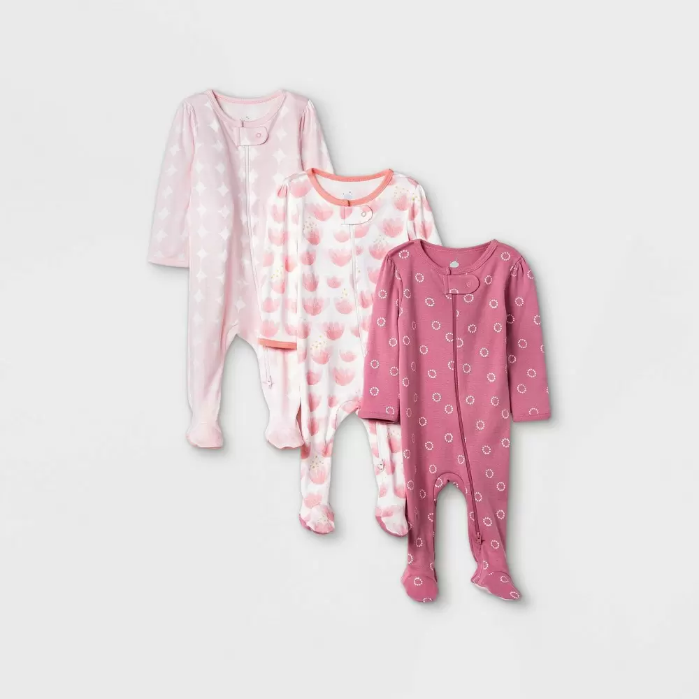 Photo 1 of Baby Girls' Tie-Dye Sleep N' Play - Cloud Island Pink/Coral 3-6M
3 PCS