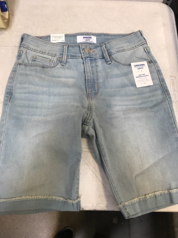 Photo 2 of DENIZEN from Levi's Women's Mid-Rise Bermuda Jean Shorts - Miramar Mist SIZE 2, Miram
