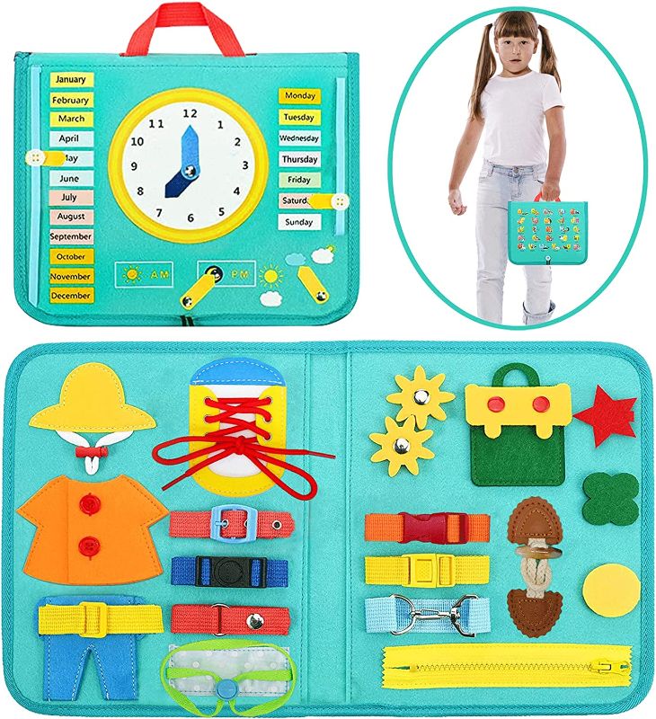 Photo 1 of Ouriky Sensory Busy Board Travel Toy for Toddlers 1 2 3 Years Old Educational Learning Toys Montessori Toys for Babies 18-24 Month Educational Toys for Toddlers
