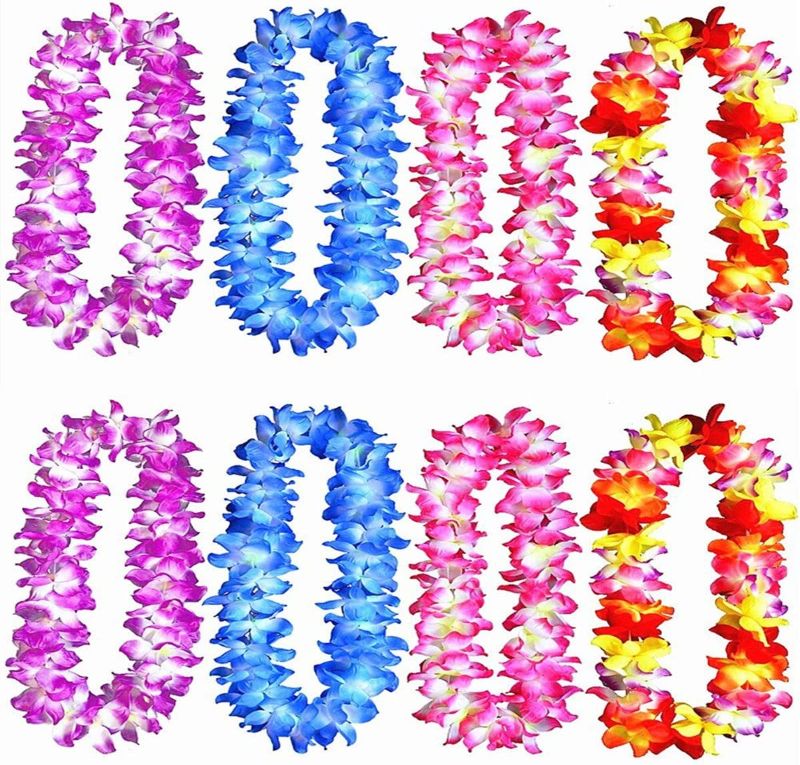 Photo 1 of 8 Pcs Thicken 41 Inch Hawaiian Leis, 4 Color Lei for Graduation Party, Dance Party, Photo Prop in Outdoors (8 Pcs 4 Color)
