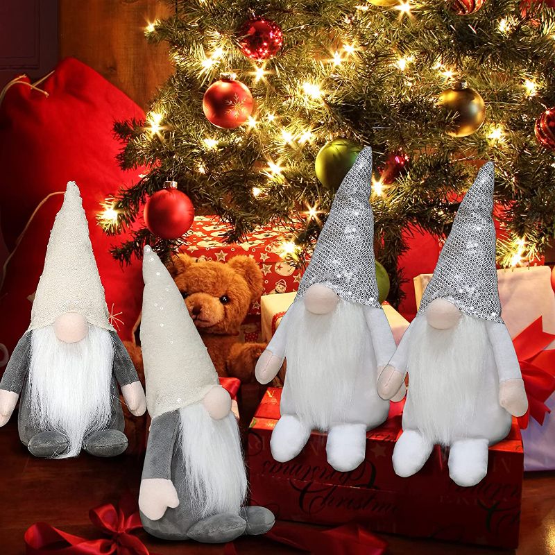 Photo 1 of Aesto Christmas Gnomes Plush Decorations, Set of 4 Handmade Swedish Gnomes Tomte, Scandinavian Santa Gnomes Elf for Holidays Home Ornaments Gifts
