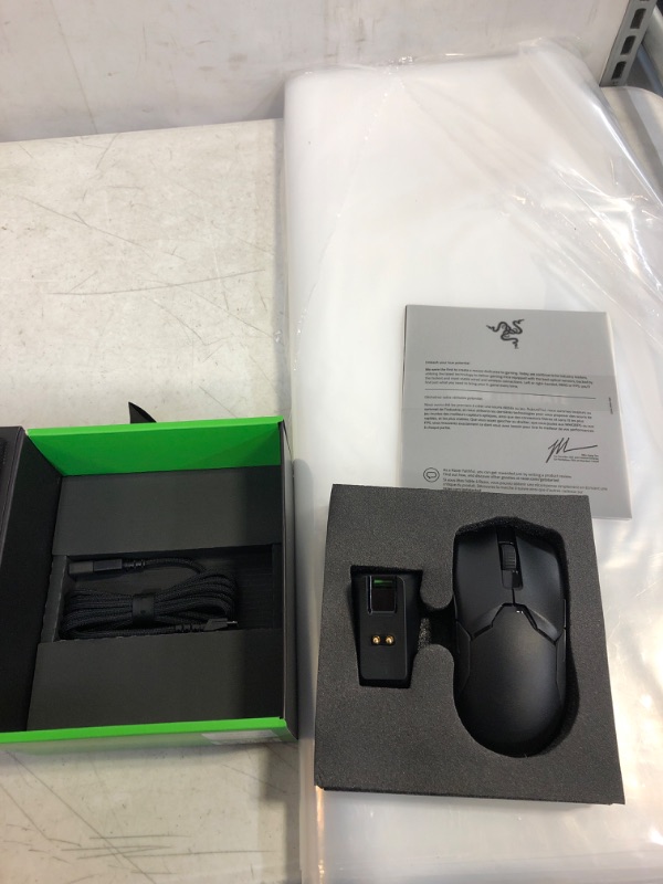 Photo 2 of Razer Viper Ultimate Hyperspeed Lightweight Wireless Gaming Mouse & RGB Charging Dock: Fastest Gaming Mouse Switch - 20K DPI Optical Sensor - Chroma Lighting - 8 Programmable Buttons - 70 Hr Battery Classic Black Mouse + Dock