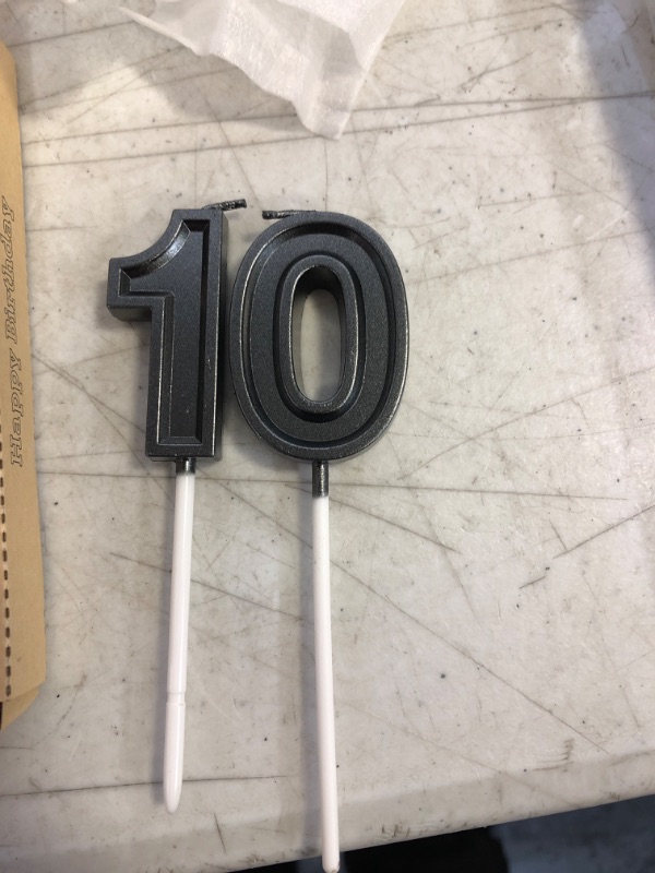 Photo 1 of Black 10th Birthday Candles, Number 10 Cake Topper for Boys and Girls Birthday Decorations Party Decoration  Width:1.3 in Number height:1.9 in
