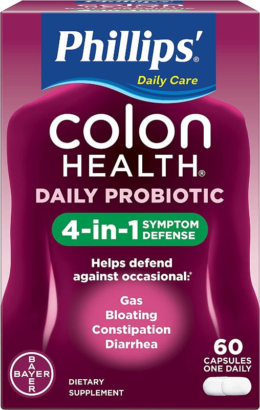 Photo 1 of Phillips Colon Health - Probiotics Capsules - Immune Support - Helps Defend Occasional Gas, Bloating, Constipation, & Diarrhea - 60 Count -- FACTORY SEALED -- EX 04/2025