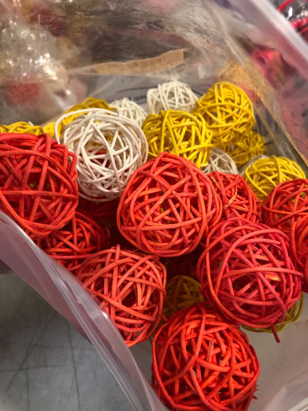 Photo 3 of 60 Pcs Thanksgiving Wicker Rattan Balls Rattan Vase Fillers for Centerpieces Orange White Yellow Woven Balls Decorative Balls for Bowl Centerpiece Decorative Twig Orbs Spheres Bowl Fillers, 1.78 Inch
