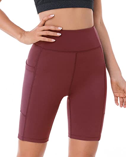 Photo 1 of High Waist Yoga Shorts for Women with 2 Side Pockets Compression Exercise Control Workout Running Shorts -2X
