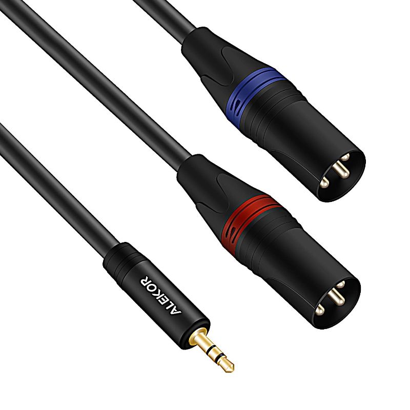 Photo 1 of ALEKOR Dual XLR to 3.5mm, 1/8 Inch TRS Male to Dual XLR Male Y Splitter Stereo Breakout Cable - 6 Foot
