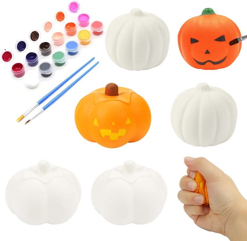 Photo 1 of 6 PCS Squishes Pumpkins Paint Your Own Squishies Kids Crafts