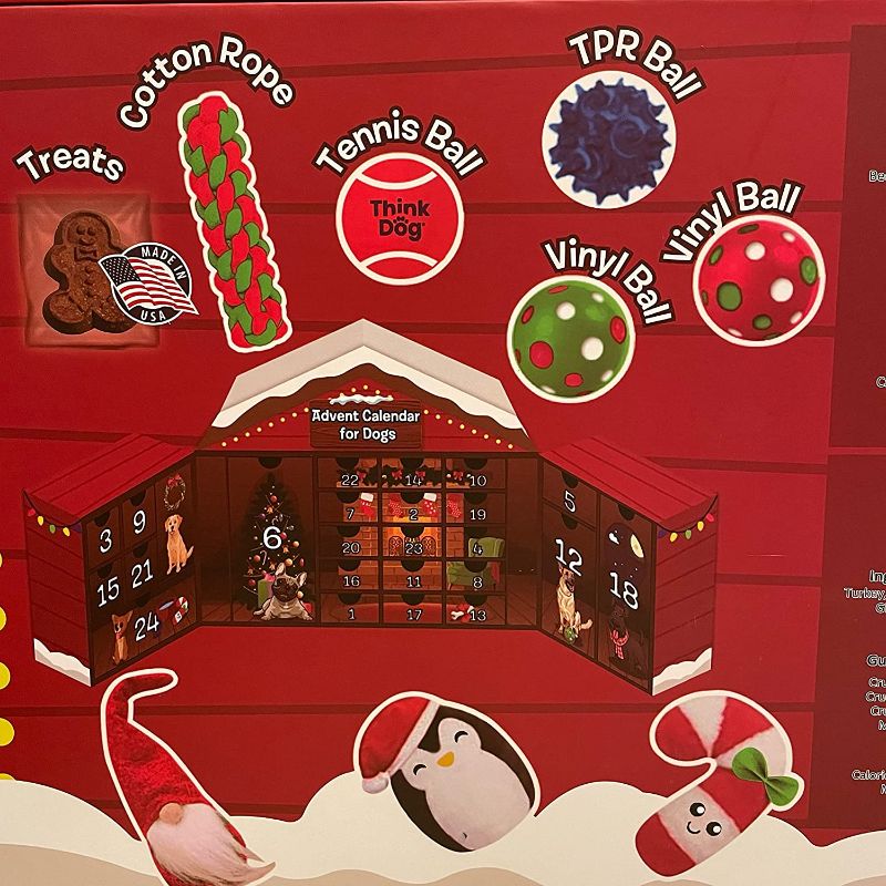 Photo 2 of Dog Advent Calendar 24 Day Count Down to Christmas from Think Dog by Delca (8 Toys and 16 Treats)
