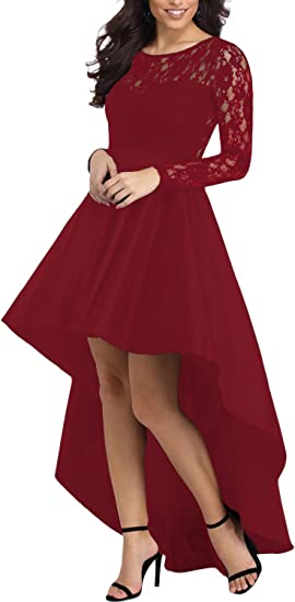 Photo 1 of Elapsy Womens Sexy Lace Hi Low Cocktail Party Dress Floral Swing Prom Evening Gowns
, SIZE L