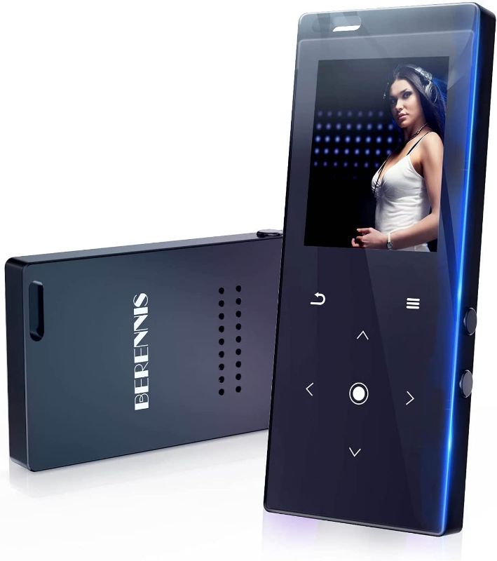 Photo 1 of 64GB MP3 Player with Bluetooth 5.2 - BERENNIS Portable HiFi Lossless Music Player with Built-in Speaker, FM Radio Voice Recorder for Sports Running, Earphone Included
